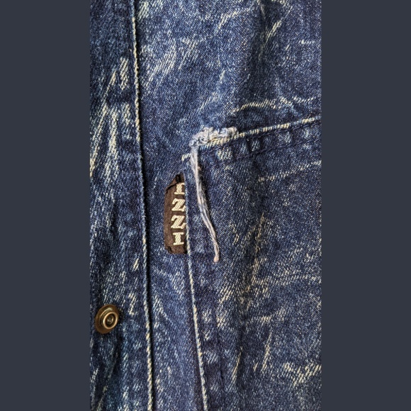 IZZI Acid Wash Denim Bomber Jacket Medium Vintage 80s Grunge - Picture 14 of 14